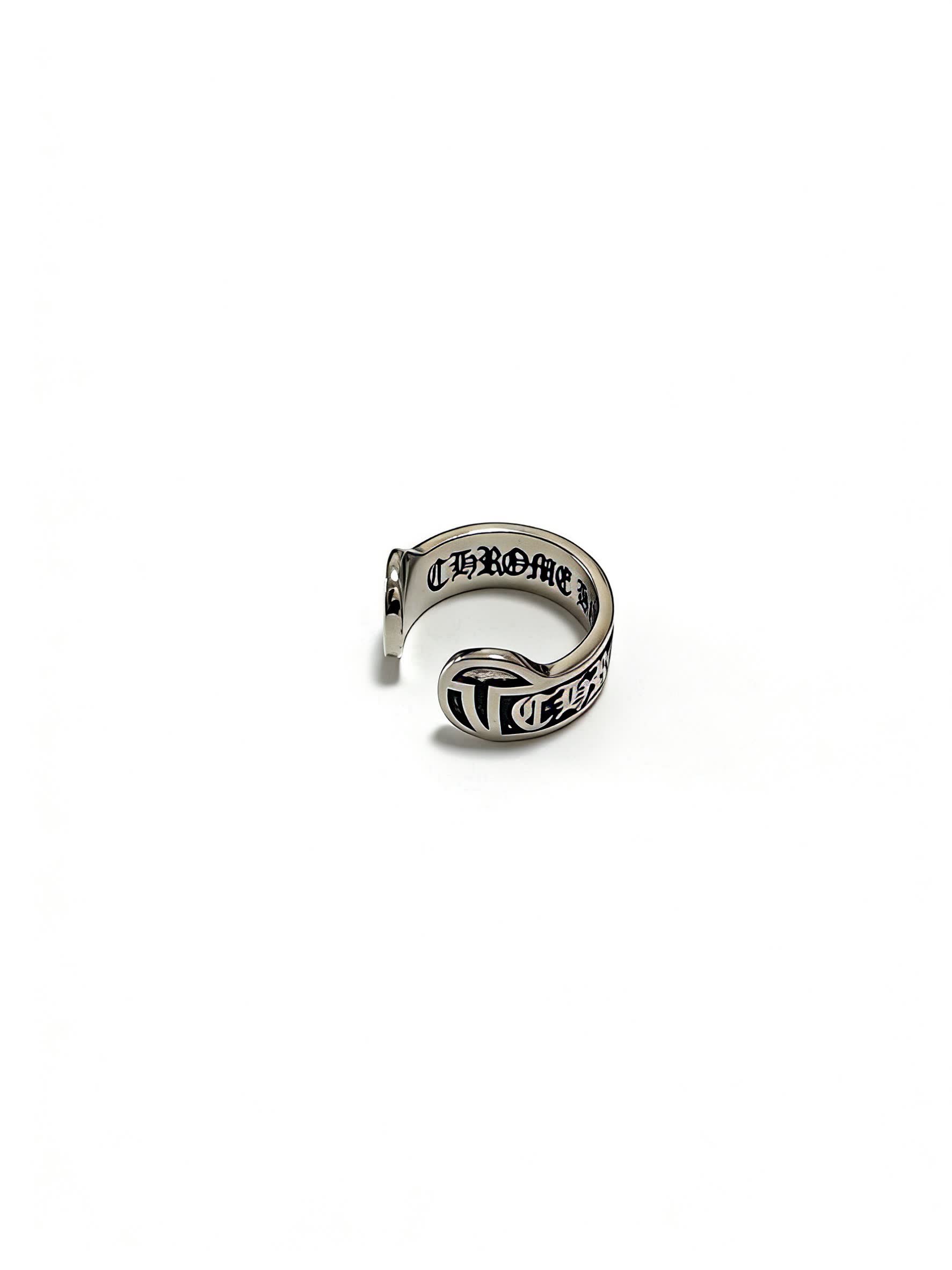 Chrome Hearts Silver Open Ring with 'DAMN THUGS' Engraving